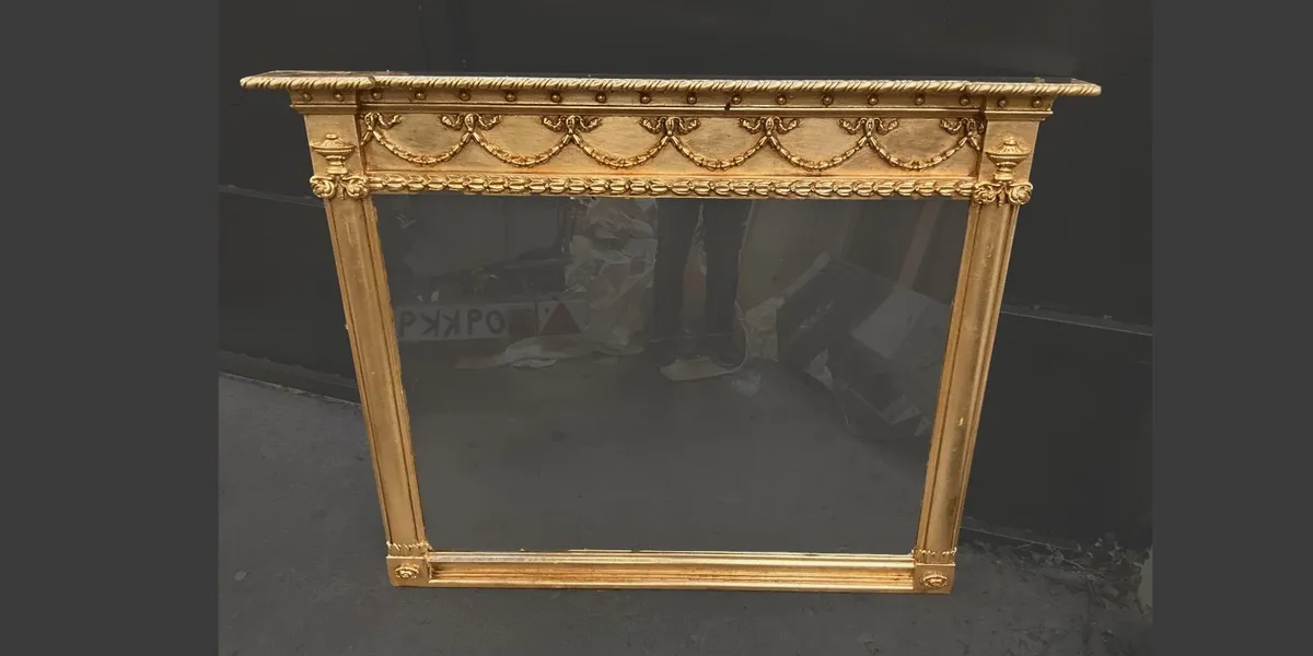 Large solid wood regency style mirror