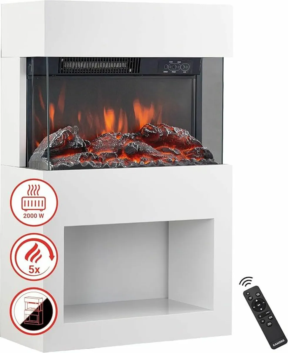 Modern Electric Fireplace with Remote – White or B - Image 4