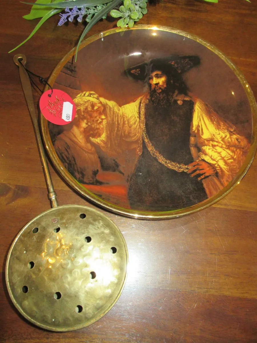 antique vintage manor cottage plate brass milk - Image 1