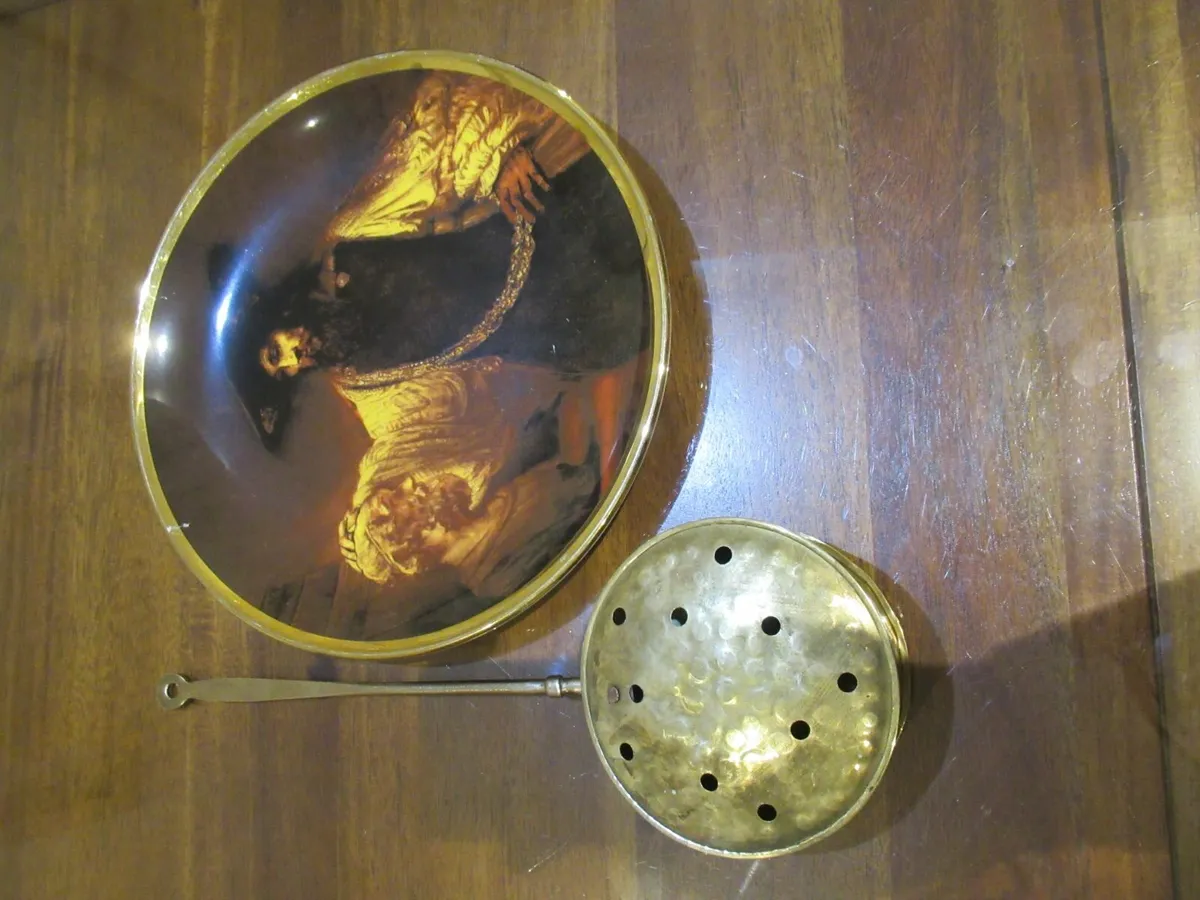 antique vintage manor cottage plate brass milk - Image 4