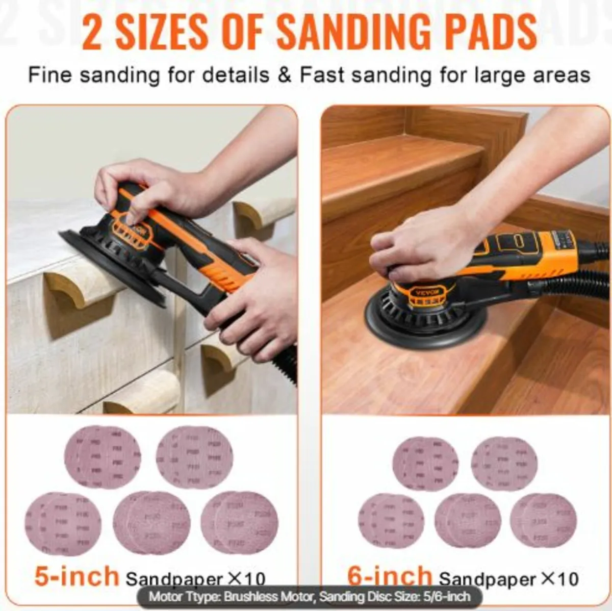 Random Orbital Sander 5 & 6-Inch, 350W Brushless - Image 2
