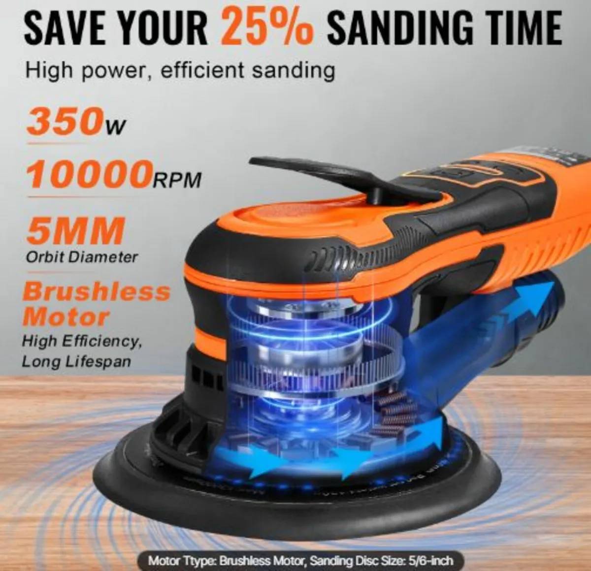 Random Orbital Sander 5 & 6-Inch, 350W Brushless - Image 3