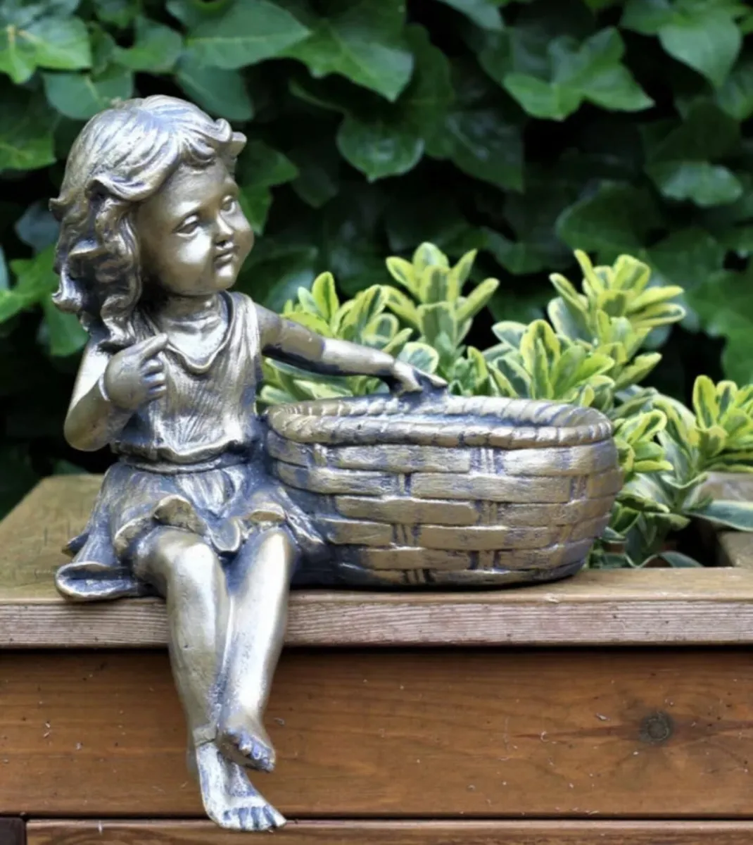 NEW Garden Ornament Boy & Girl Planters 12.5” High - Image 4