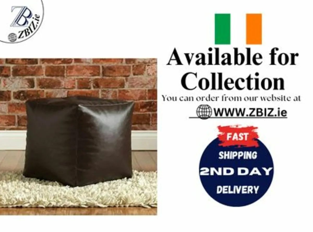 Bean Bag Cover Medium  Brown Pouffe, Unfilled Seat - Image 1