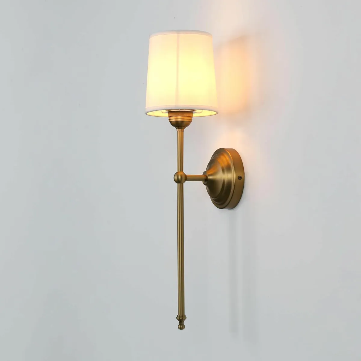 Antique Finish Wall Light Sconce Fixture White Fab - Image 1