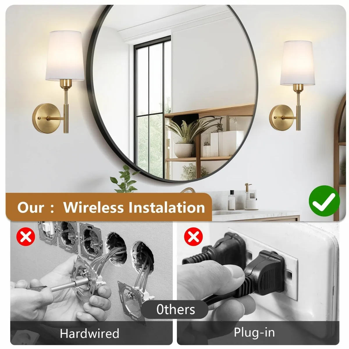 Battery Operated Wall Sconces Set of 2Rechargeable - Image 4
