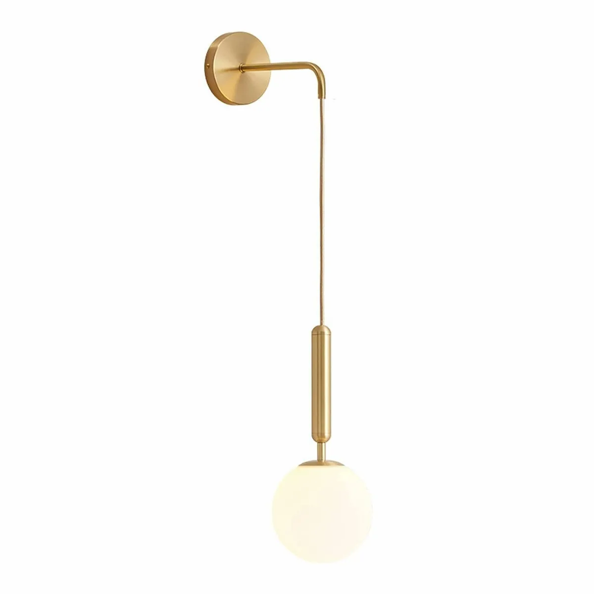 150mm White Glass Globe & Gold Metal Wall Sconces - Image 1