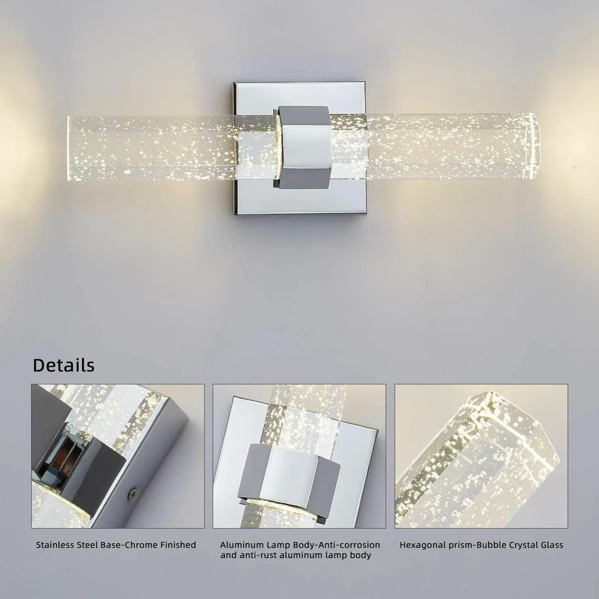 LED Wall Lights Crystal Light Shade Modern Tri-Col - Image 4