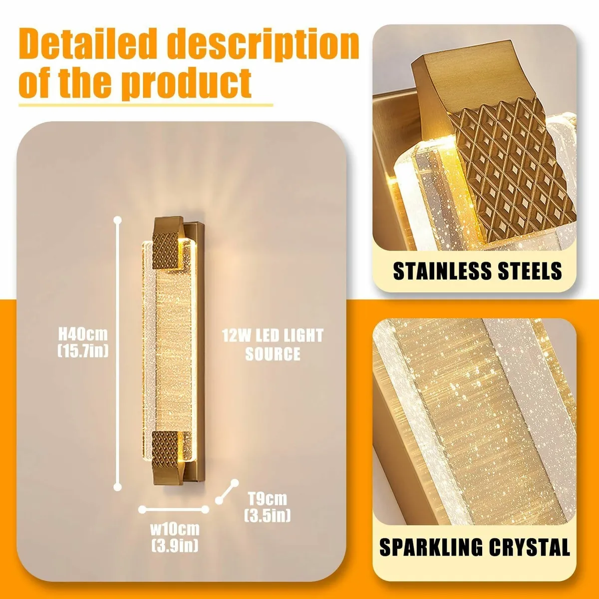 LED Wall Light Indoor Crystal Lamp Contemporary Li - Image 3