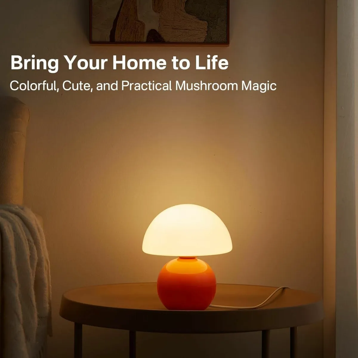 Mushroom Lamp Table for Bedroom Desk Bedside Small - Image 2