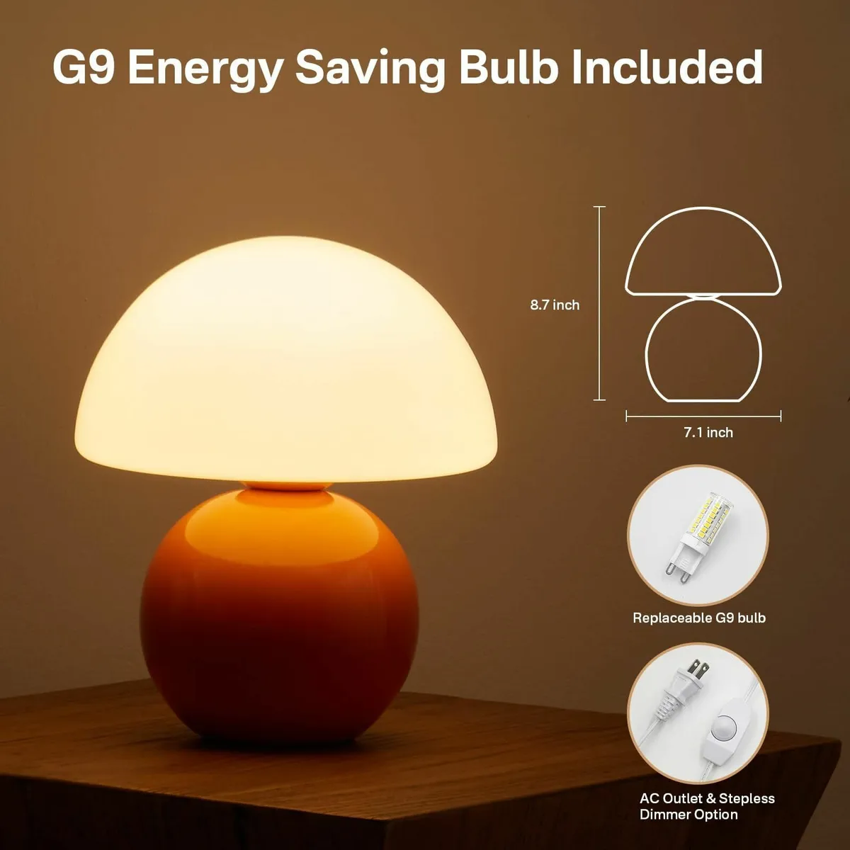 Mushroom Lamp Table for Bedroom Desk Bedside Small - Image 4