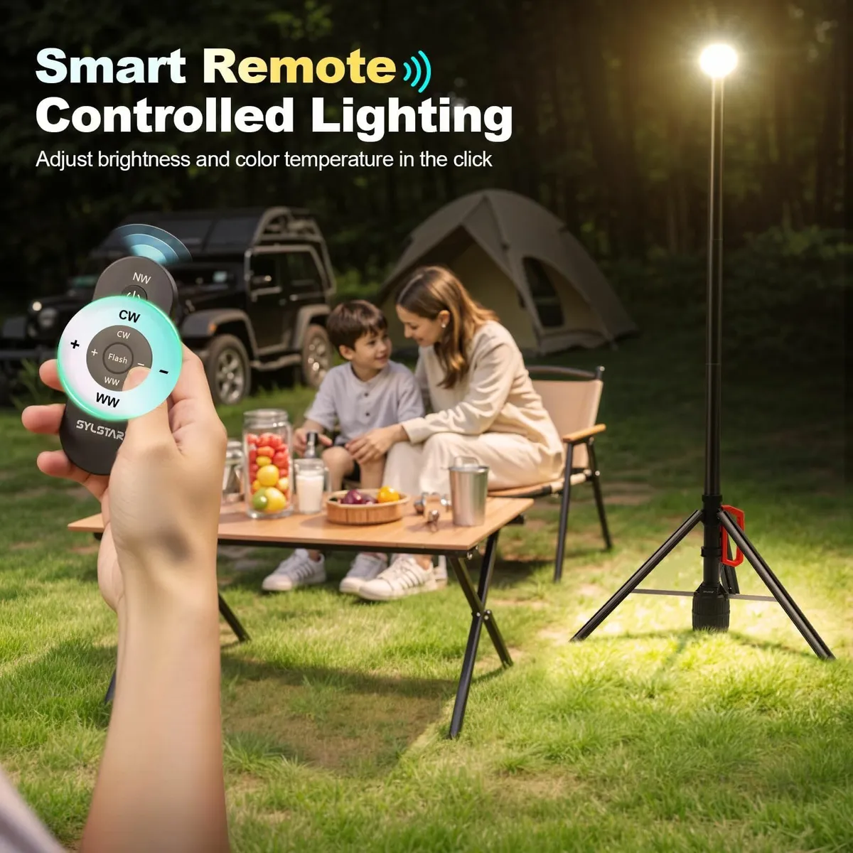 360° Rechargeable Work Light Stand & Remote 104in - Image 2