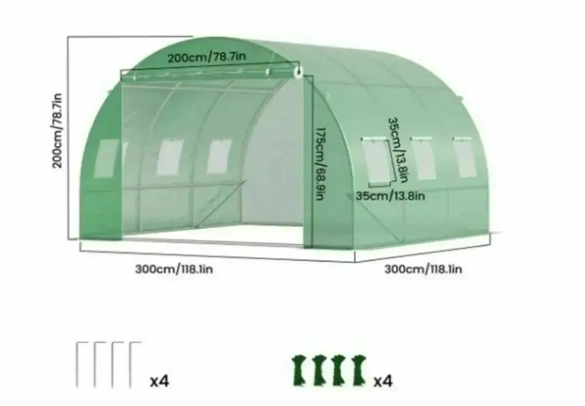 Greenhouse 3x2x2 m 6m² Poly Tunnels - Image 3