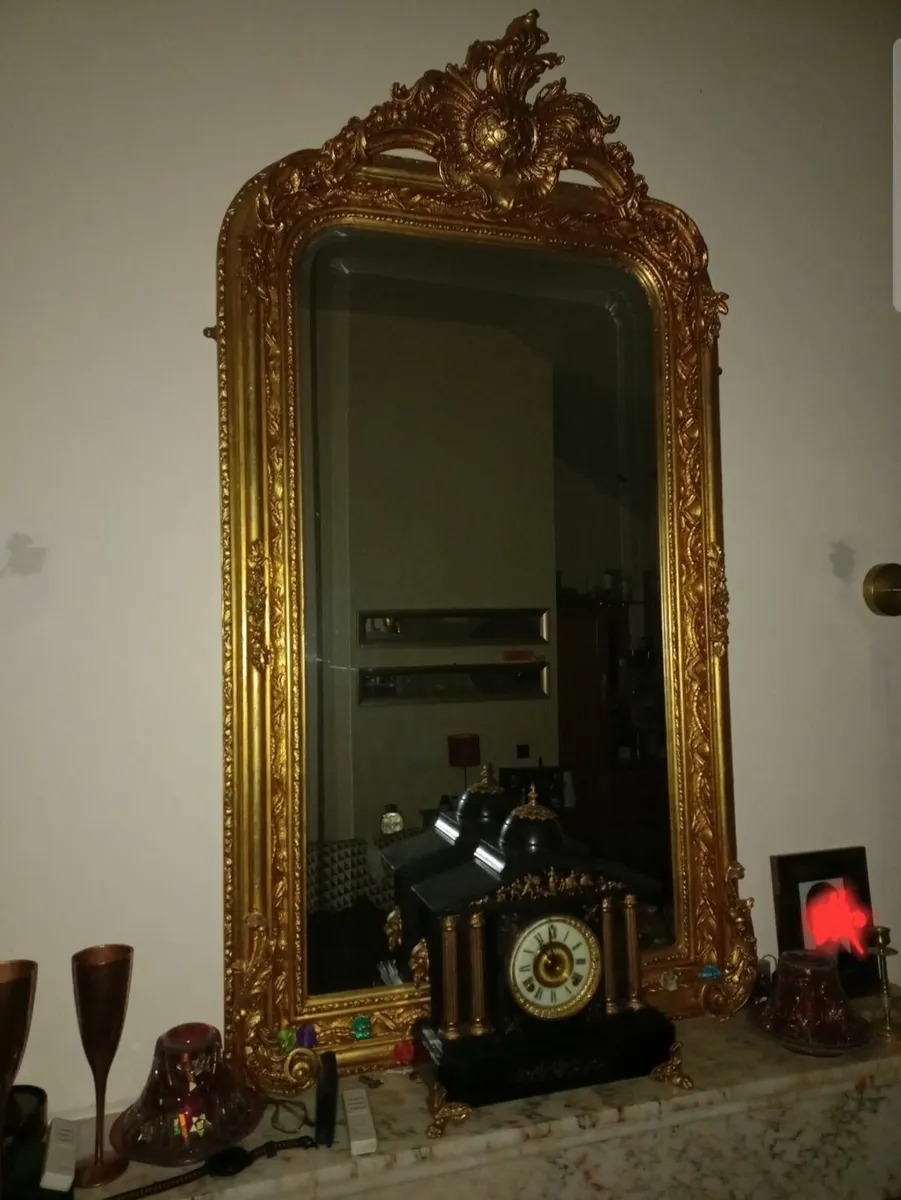 Large Mirror & Vintage Clock - Image 1