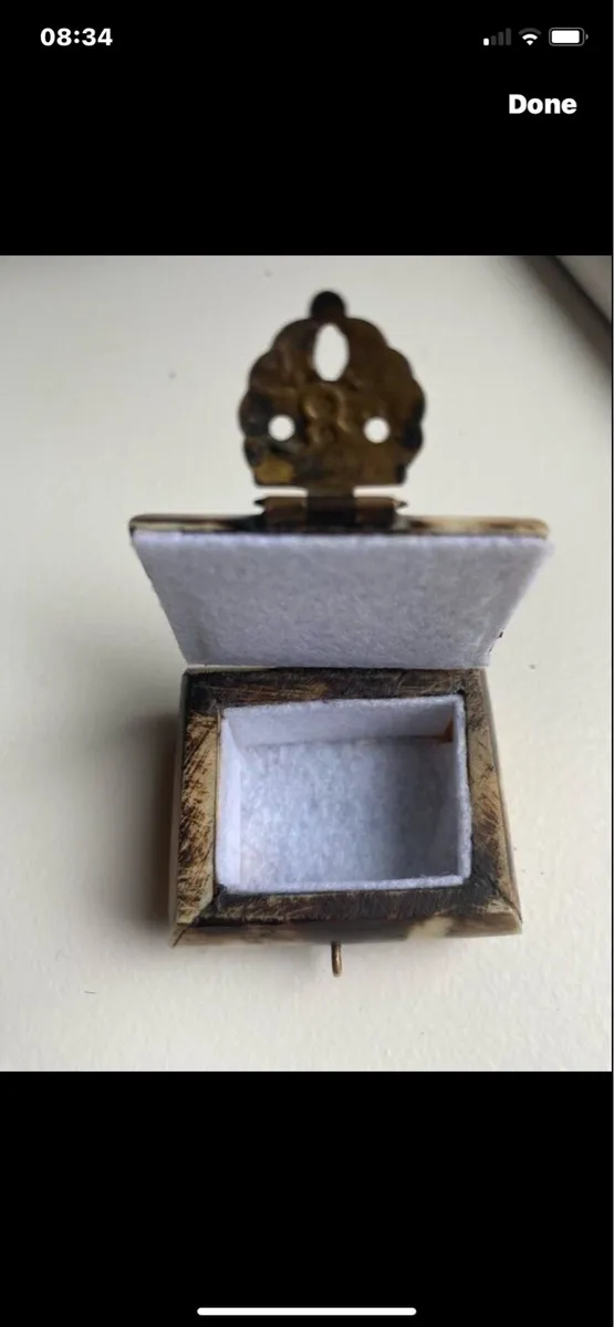Vintage Bone & Brass Ring/ Jewellery Box - Image 1