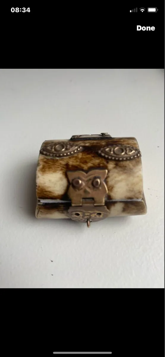 Vintage Bone & Brass Ring/ Jewellery Box - Image 2
