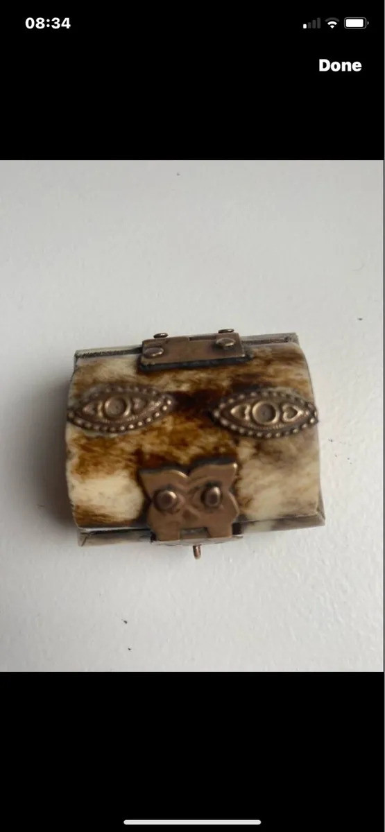 Vintage Bone & Brass Ring/ Jewellery Box - Image 3