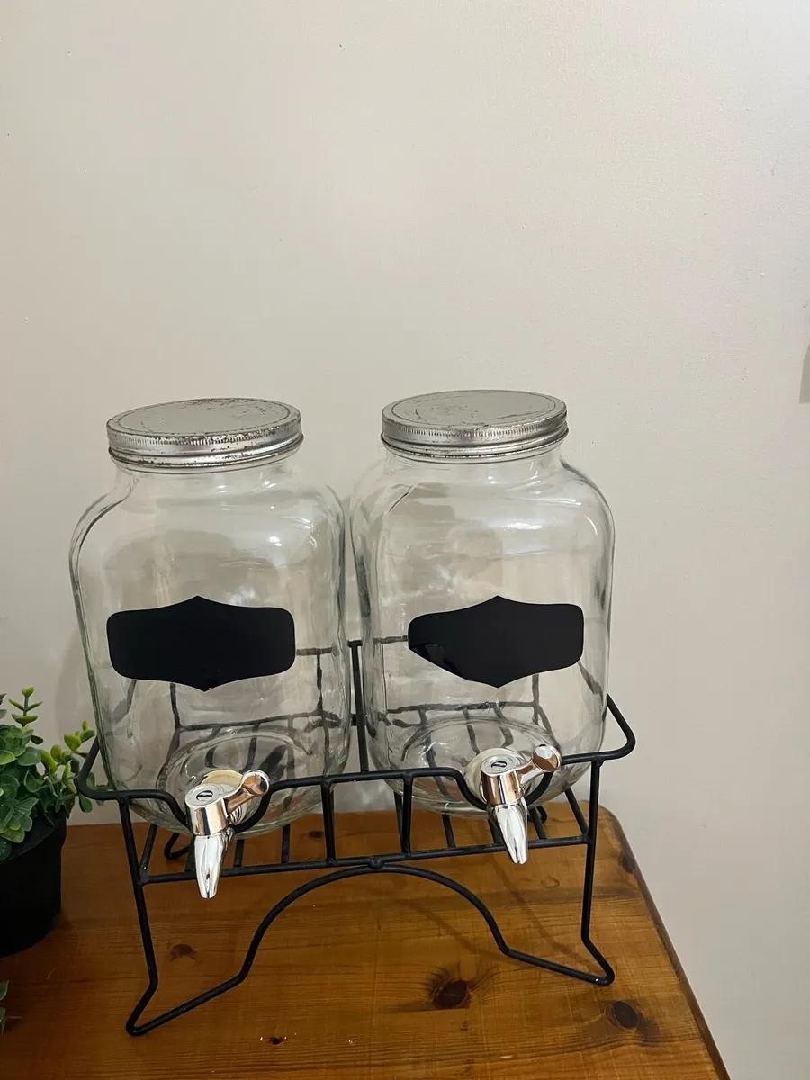 Mason Style Water Dispensers with Taps and Stand - Image 1