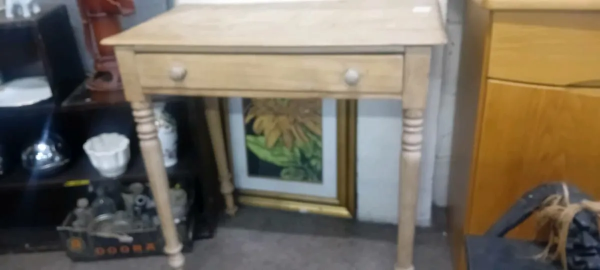 Victorian Stripped Pine Console Table - Image 1