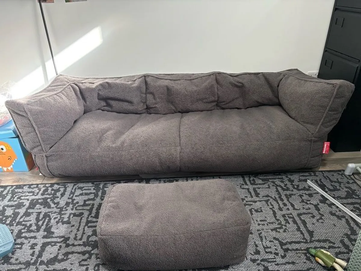 The 3 Seater Albert Sofa Bean Bag and a large foot stool - Image 2