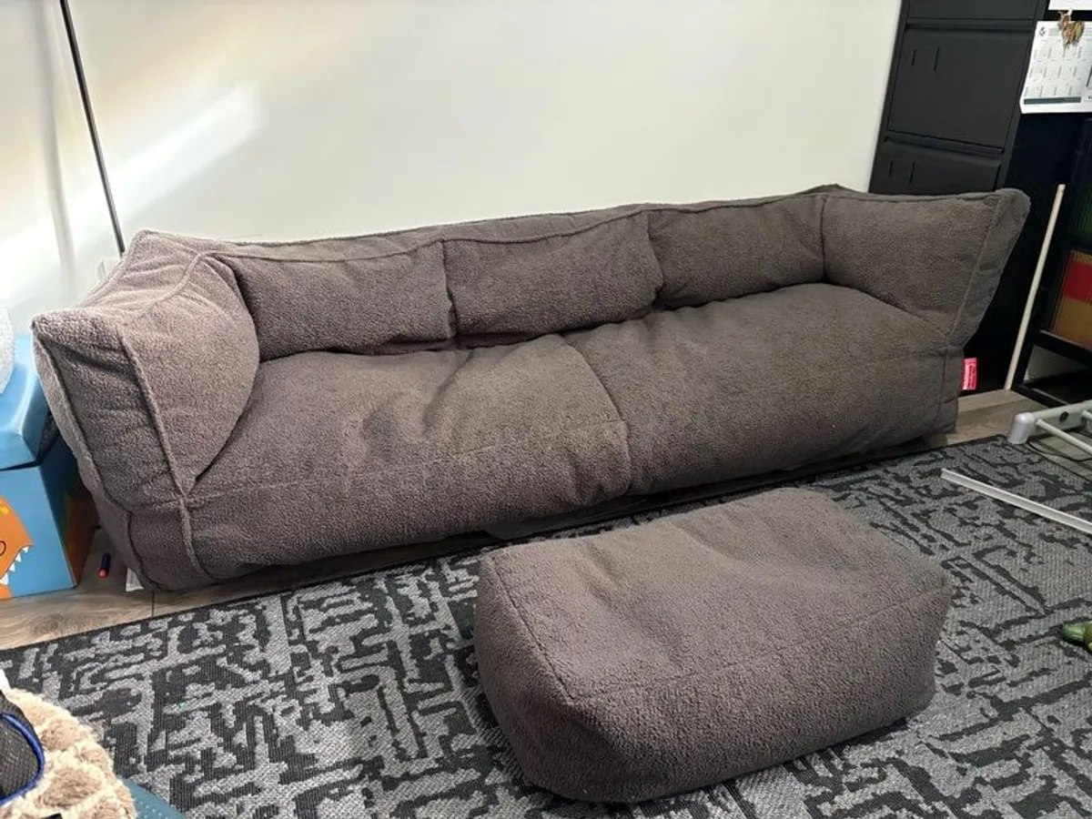 The 3 Seater Albert Sofa Bean Bag and a large foot stool - Image 3