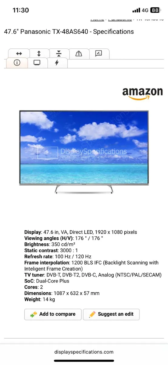 Panasonic TV 3D 48inch - Image 1