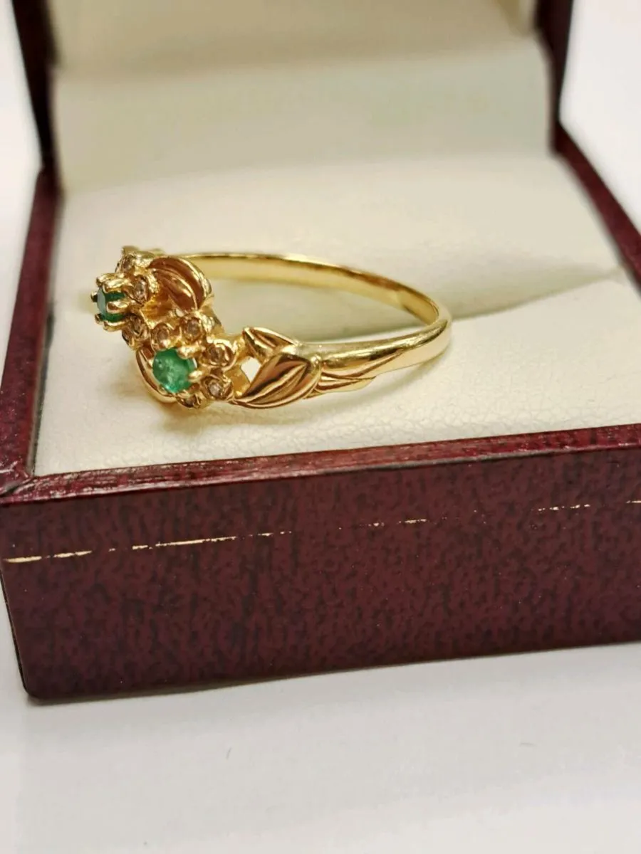 14K Gold Diamond Emerald Ring 14CT - Image 2