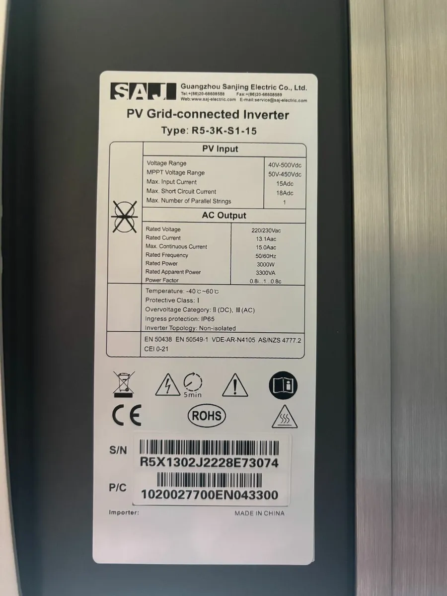 Solar inverters  - SAJ 3KW - Image 2