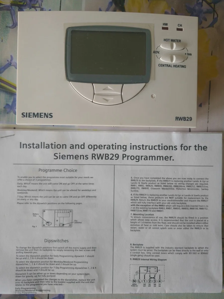 Siemens RWB29 Electrical Programmer