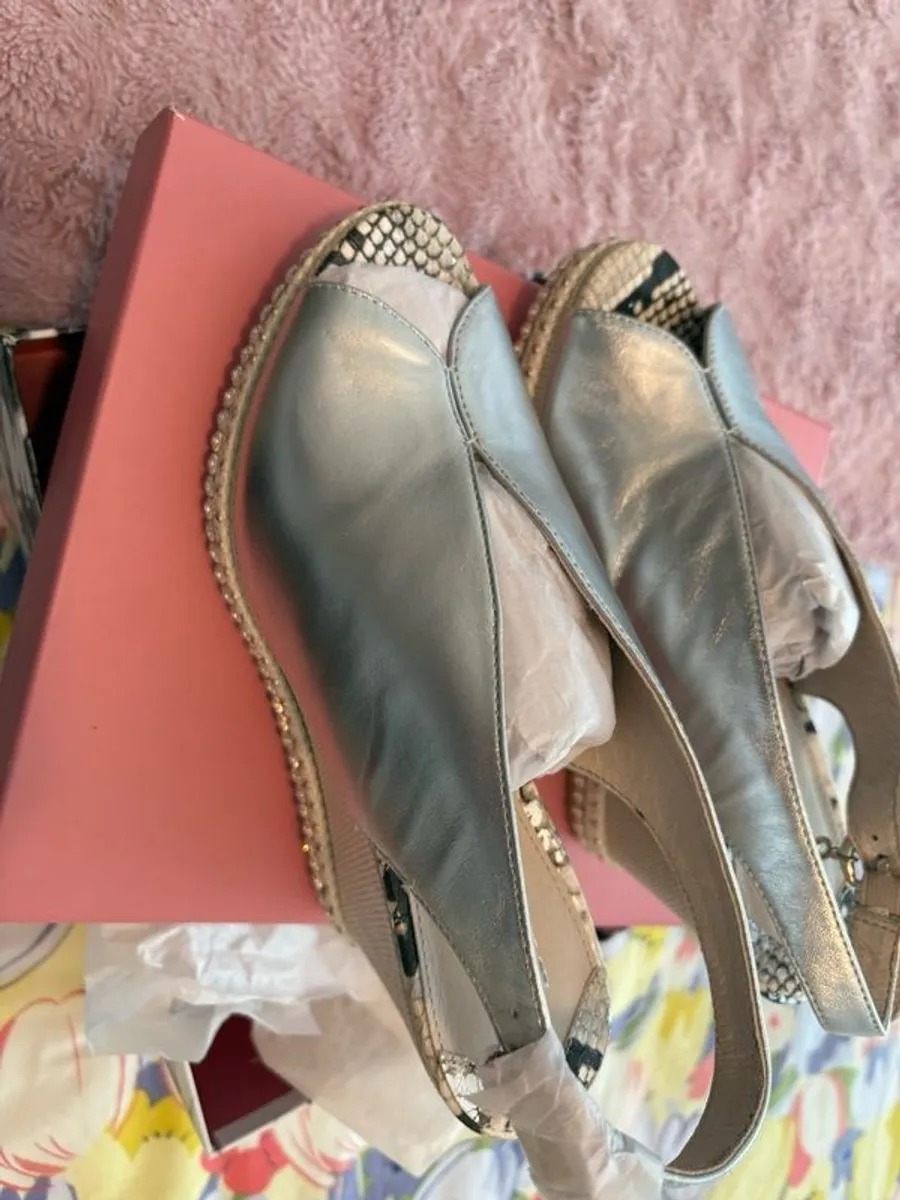 Silver leather wedges - Image 1
