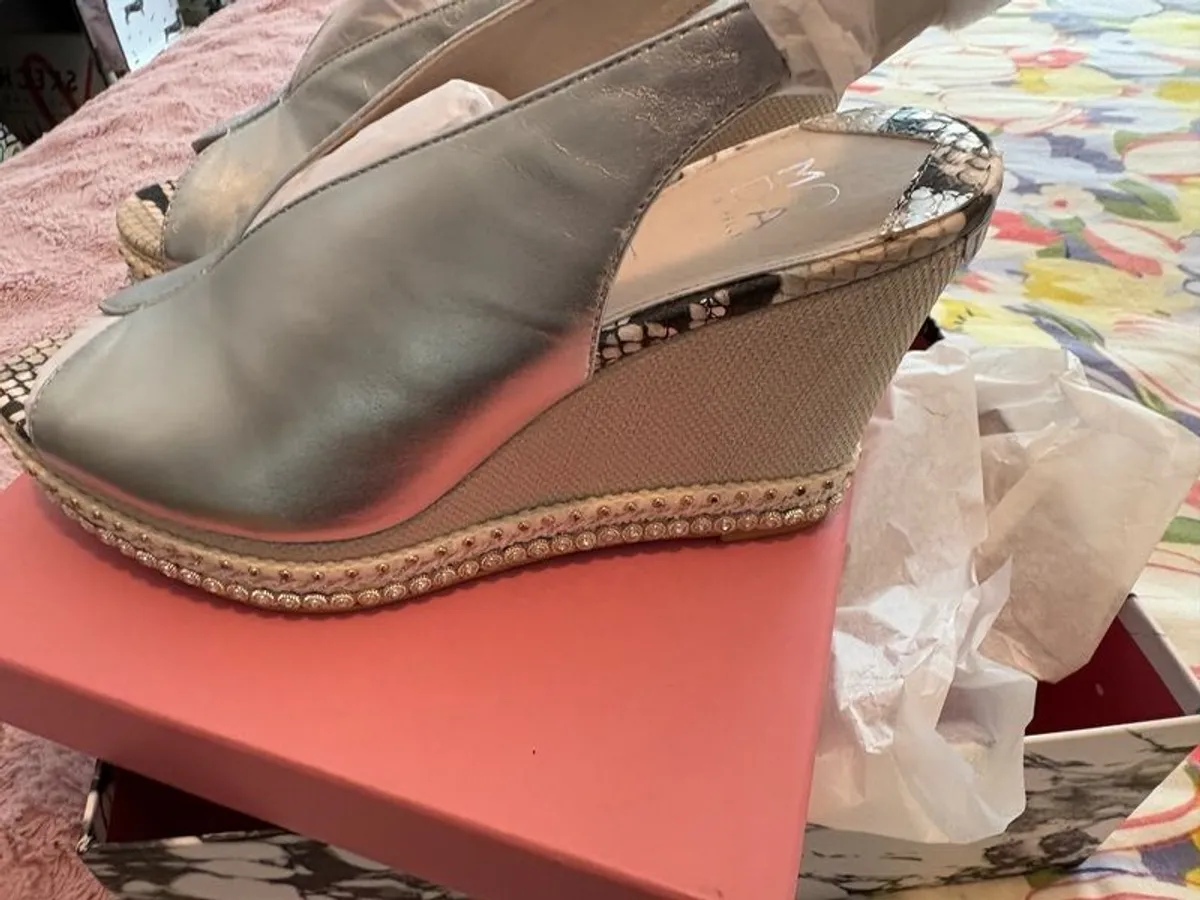 Silver leather wedges - Image 2