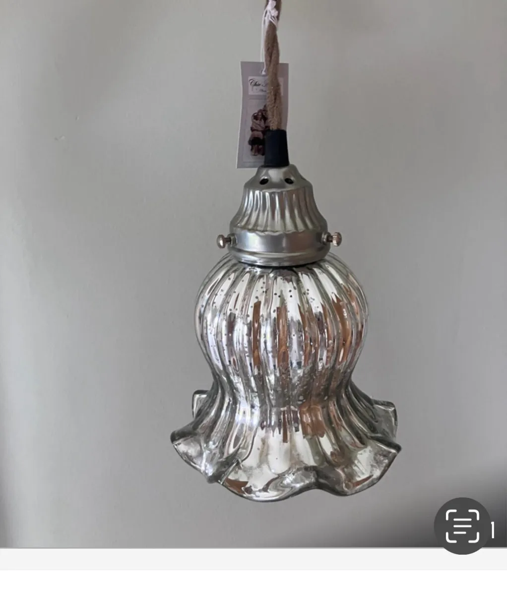2x Silver Glass Antique Light Shades Handmade - Image 1