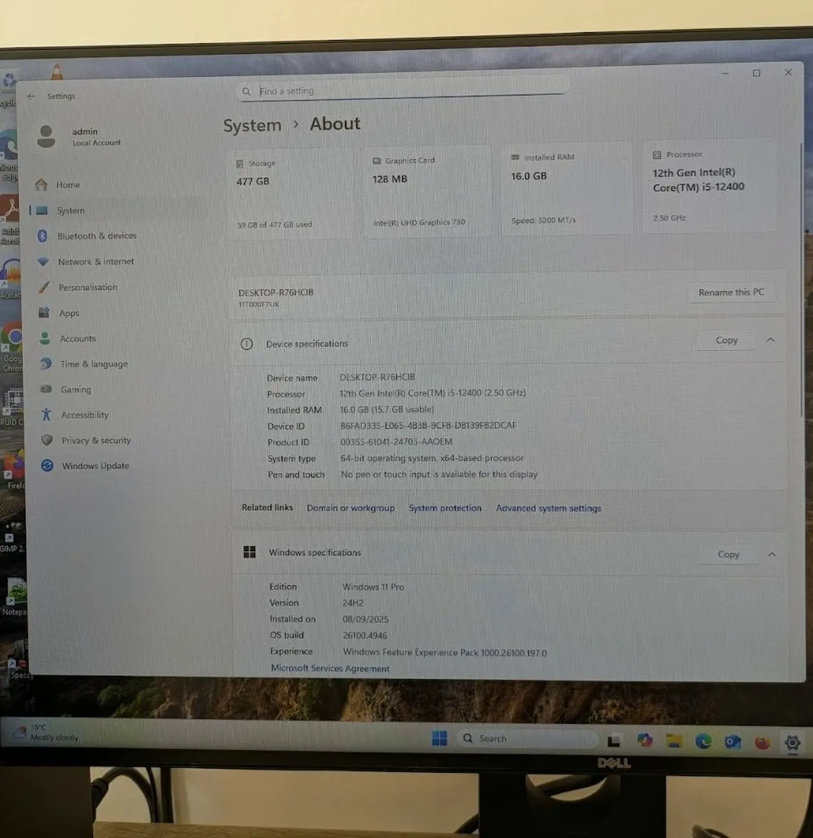 Win11 PC 12th Gen Intel CPU 16GB RAM 24" Office 21 - Image 4