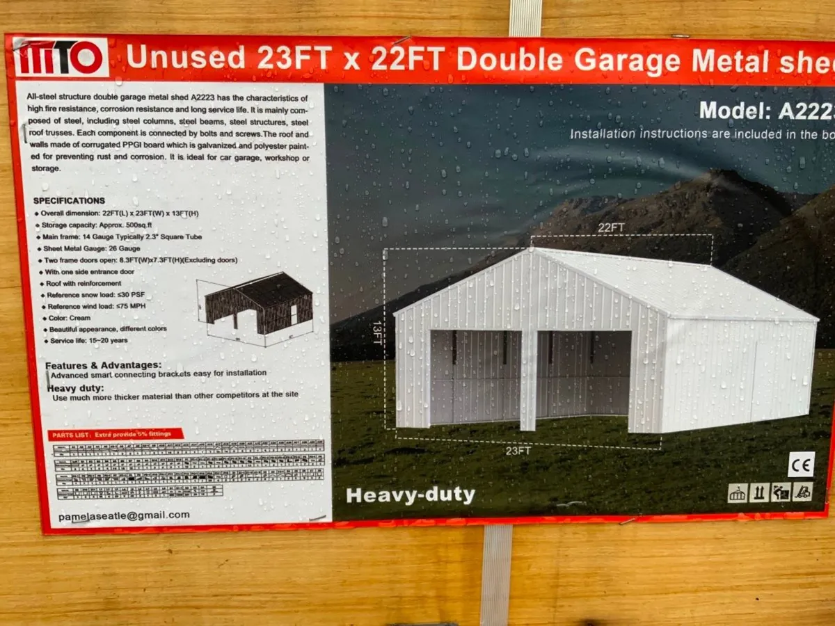 METAL FRAME & SHEETED DOUBLE GARAGE...4188. - Image 2