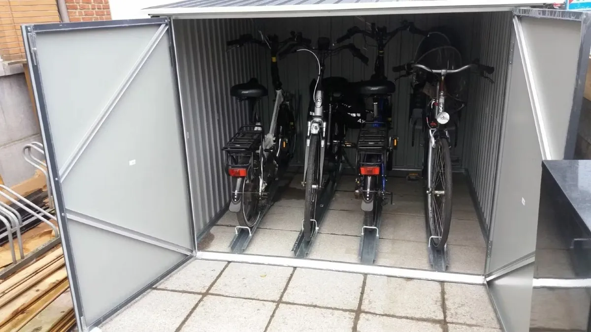 6x6 Steel Grey Bicycle Stores Sheds with Ramps. - Image 4