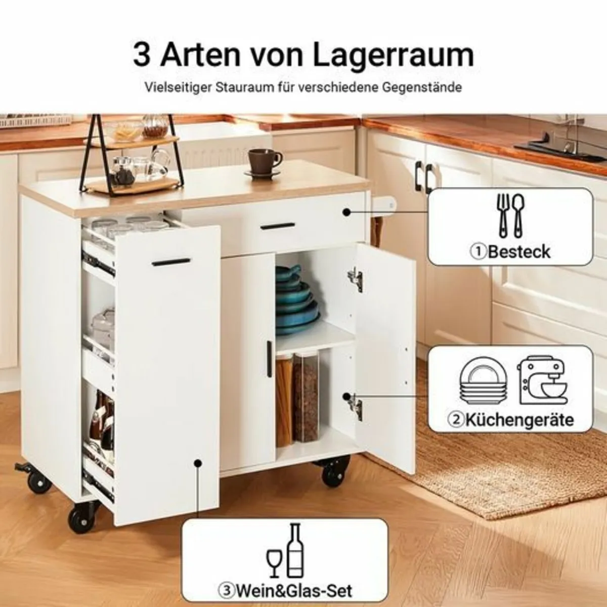 Kitchen Island Trolley portable - Image 3