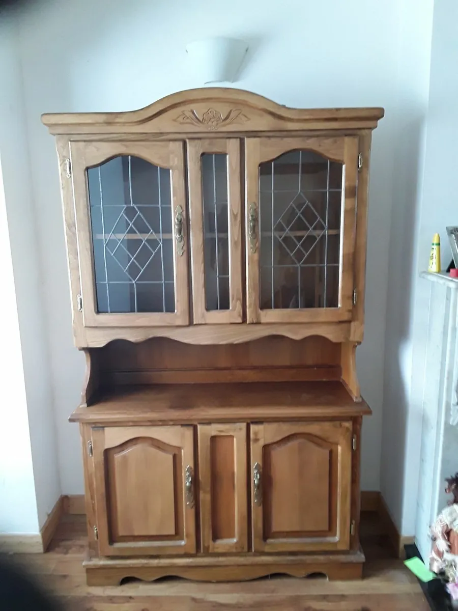 Solid Oak wall unit comes in 2 parts good conditio - Image 2