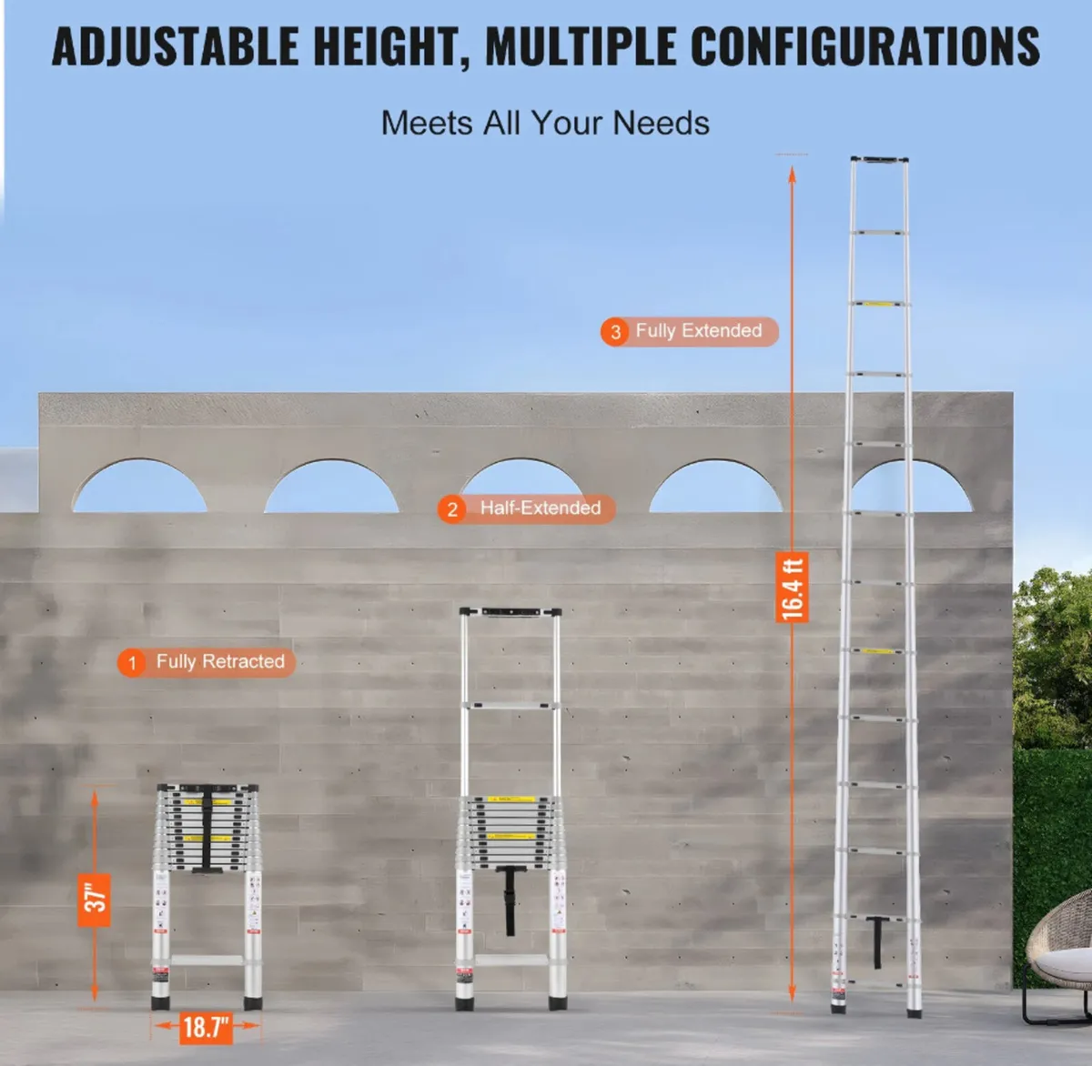 NEW 5 Metre Telescopic Ladder 16.4ft - Image 3