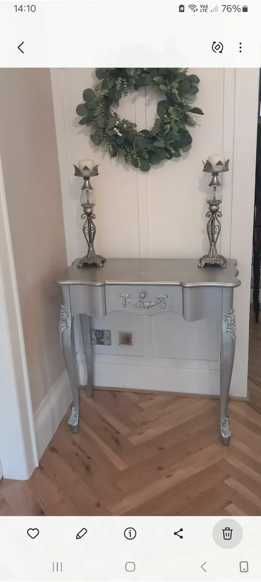 Stunning silver French style console table - Image 1