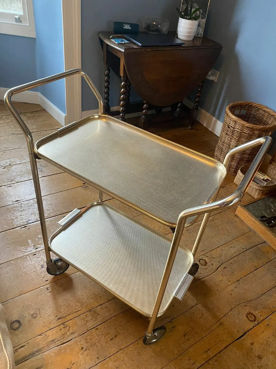 '60/'70 Vintage 'gold' Retro drinks trolley - Image 2