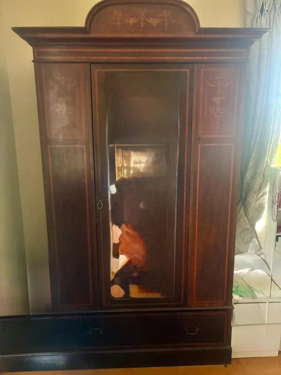 Antique walnut Wordrobe with mirror.