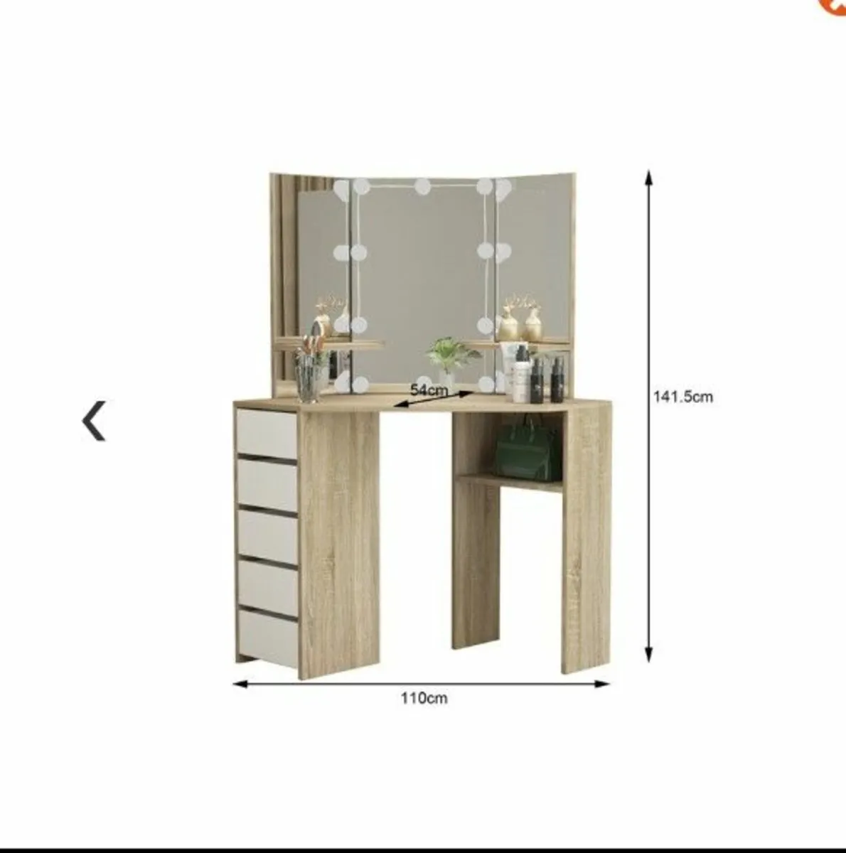 Dressing Table with LED Lighting Oak colour Corner - Image 3
