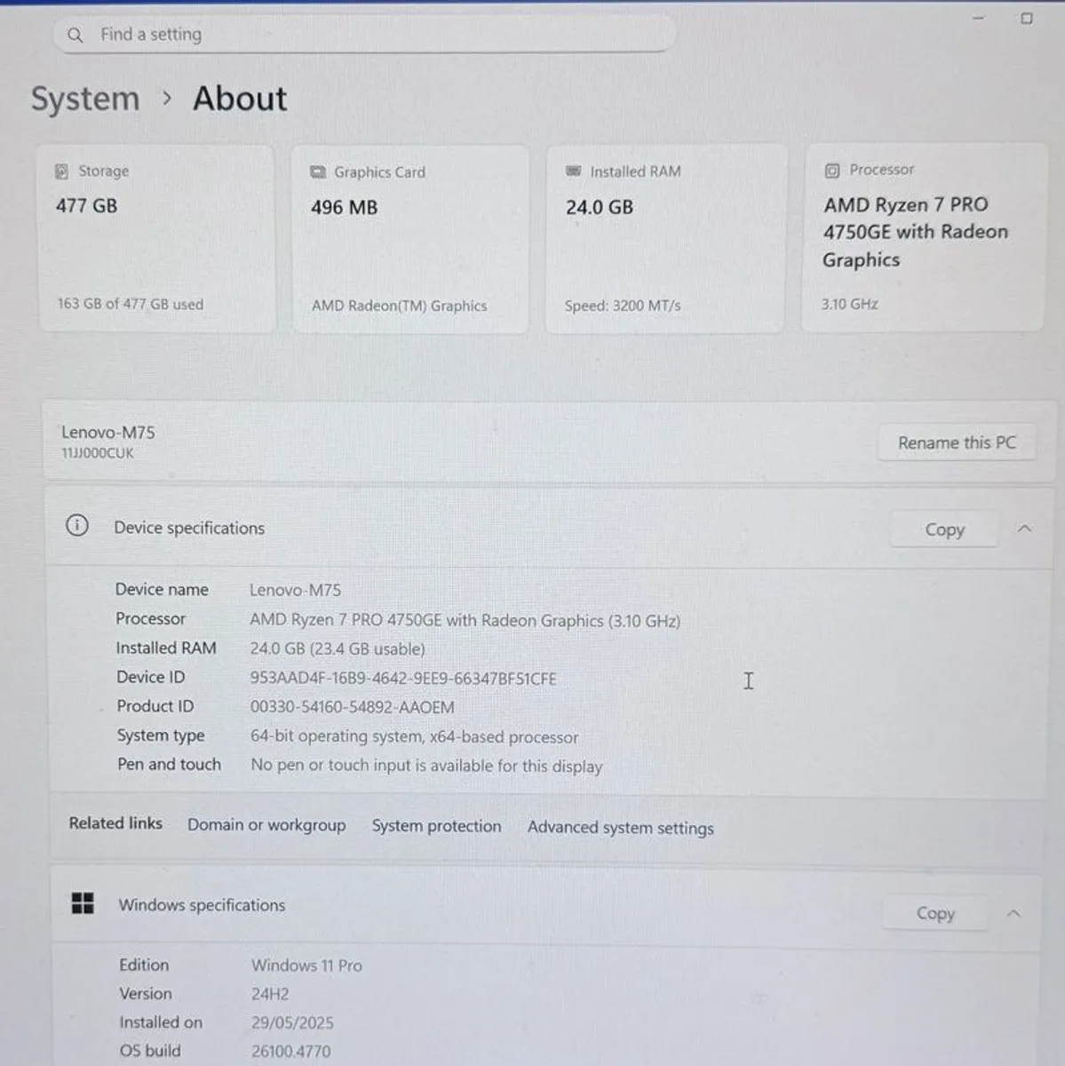 Lenovo Thinkcentre M75q Gen2 - high spec mini pc - Image 2