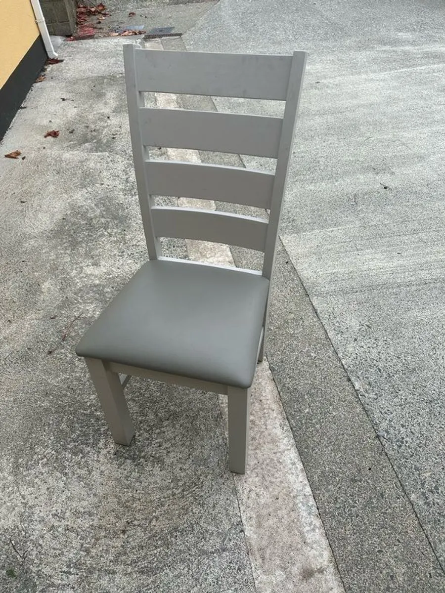 Kitchen table & 4 chairs (solid wood & grey) - Image 4