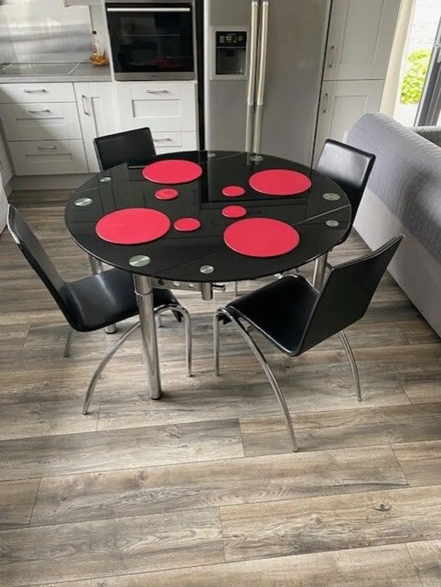 Glass Metal Frame Dining Table And Chairs