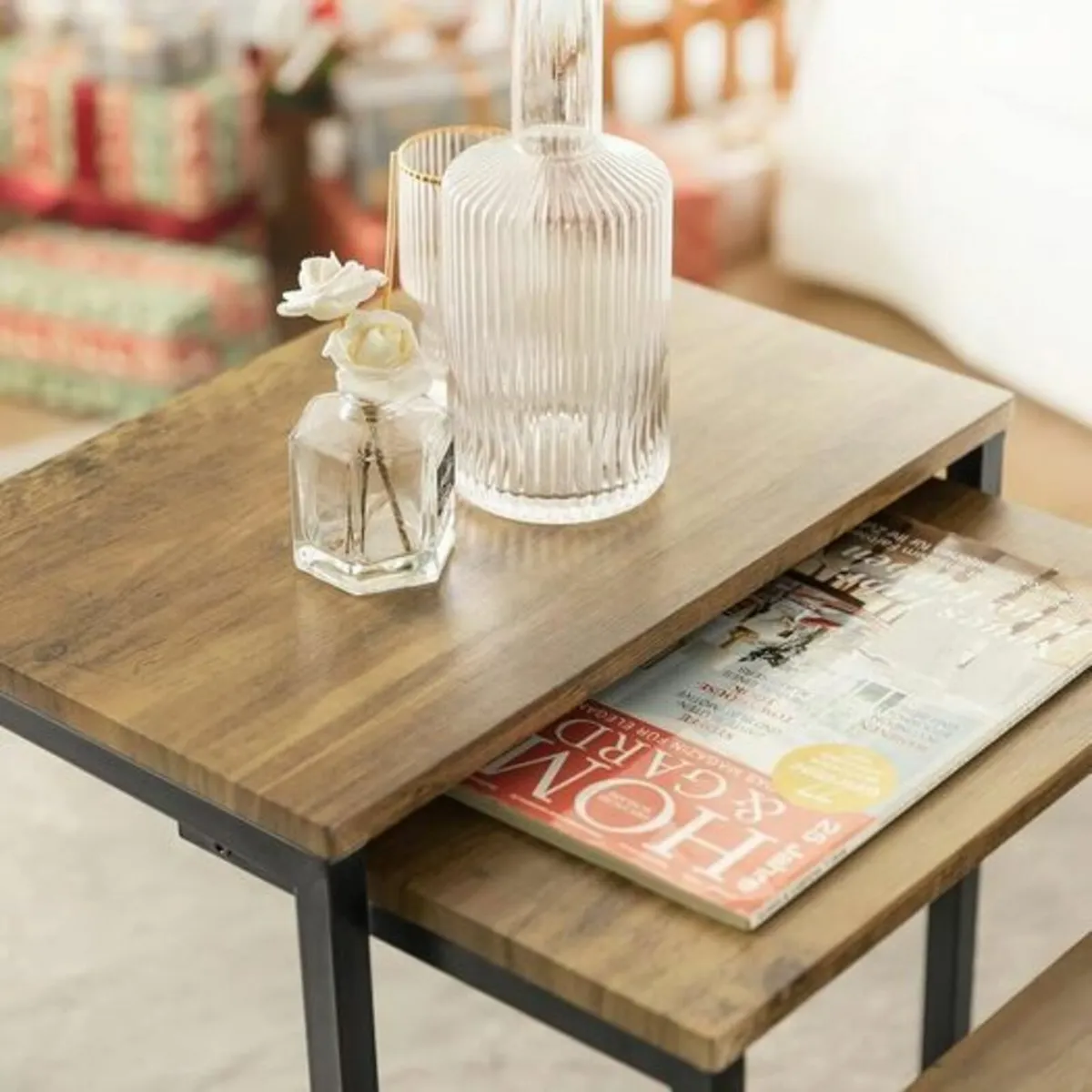 Set of 3 Nesting Tables Modern Industrial Coffee T - Image 4
