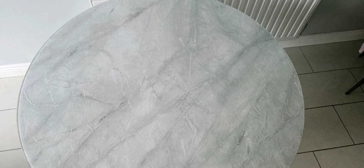 Dinning table grey marble effect glass top - Image 3