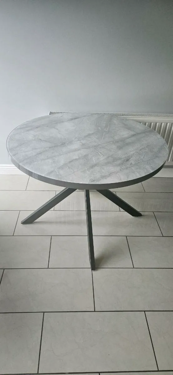 Dinning table grey marble effect glass top - Image 1
