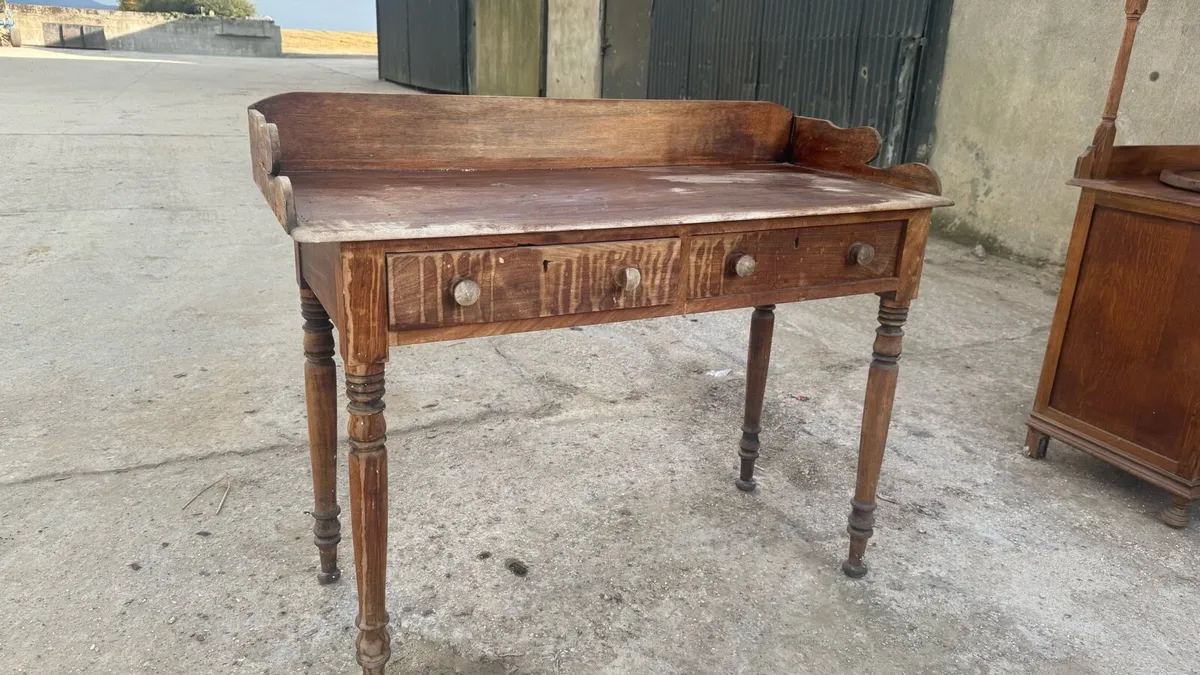 Antique oak desk / hallstand / sideboard - Image 2