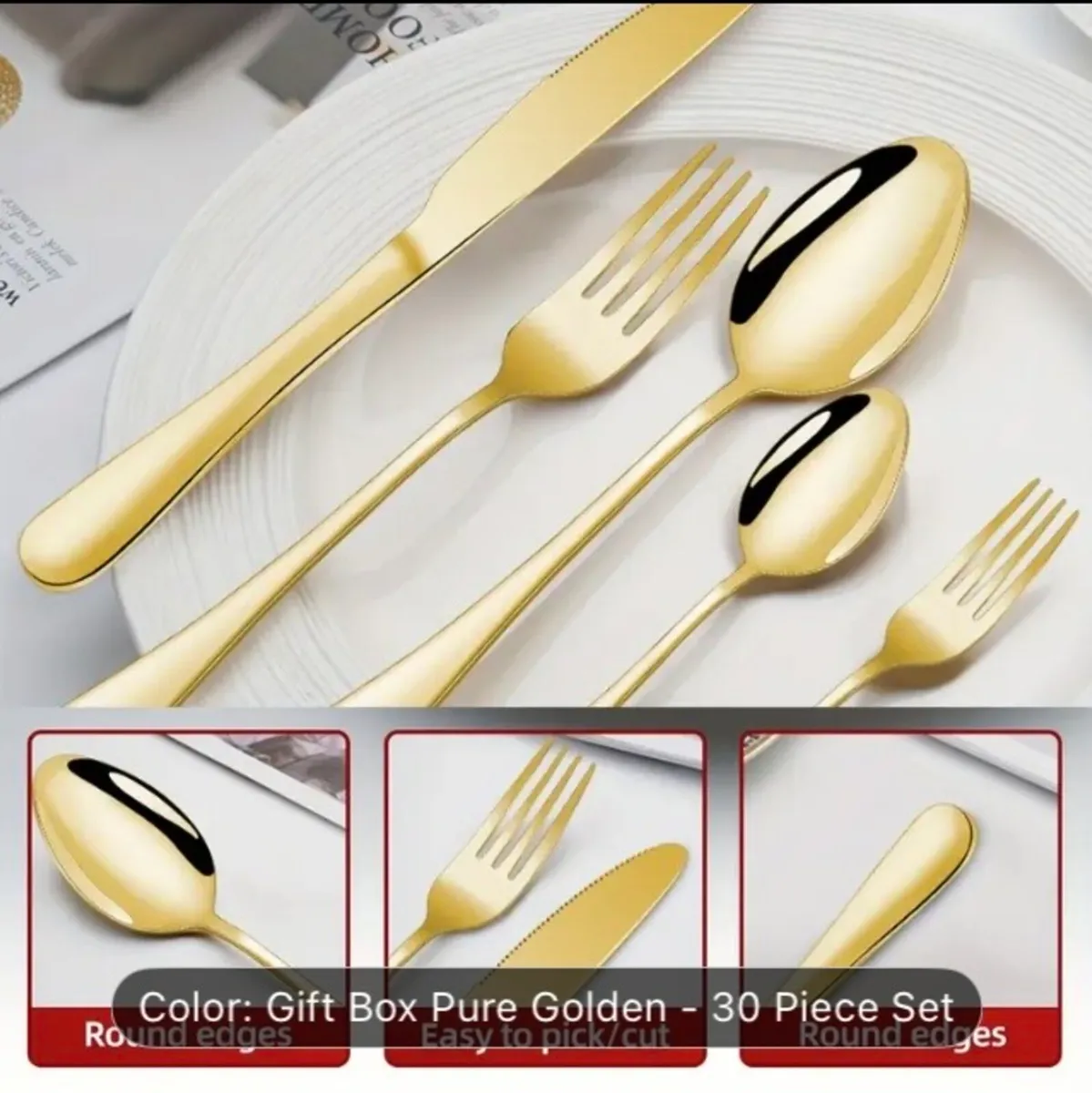 Gold cutlery set new free postage - Image 4